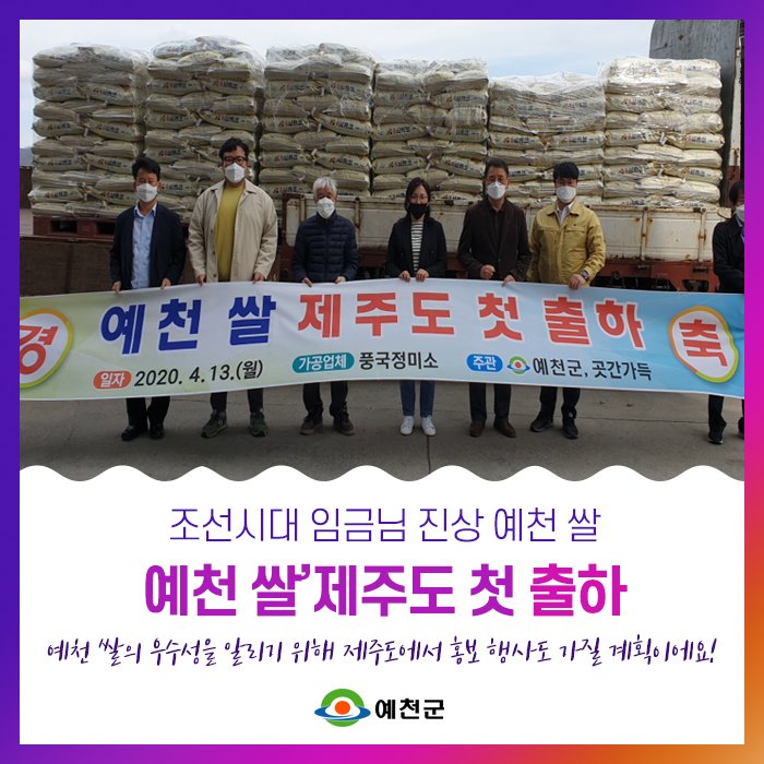 1.예천 '쌀' 제주도 첫 출하